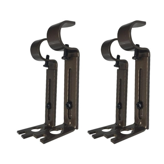 Set of 4pcs Drapery Rod Wall Brackets for 19.05mm Curtain Poles, Adjustable Brown