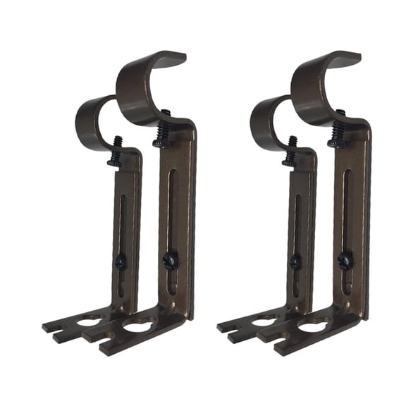 Set of 4pcs Drapery Rod Wall Brackets for 19.05mm Curtain Poles, Adjustable Brown