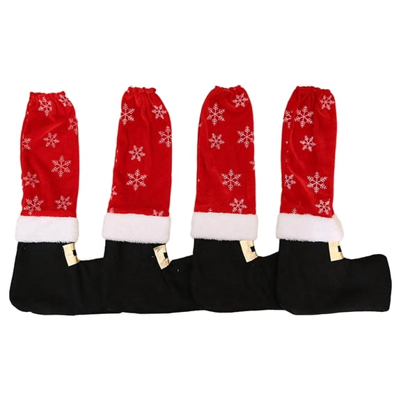Set of 4pcs Festive Chair Leg Cover Christmas Chair Foot Socks Table Foot Decorations Sleeve for Holiday Party Decor