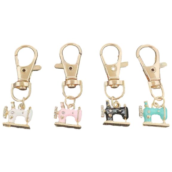 Set of 4pcs Nostalgic Sewing Machine Keychain Accessory Rhinestones Detail Design