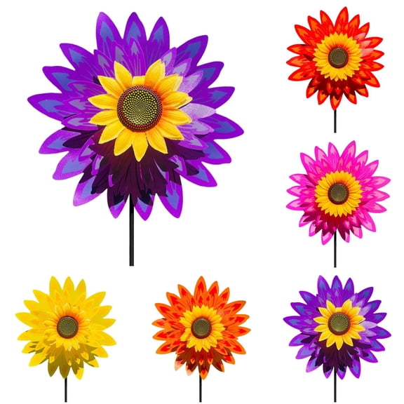 Set of 5 14*29in Sunflower Lawn Pinwheels Wind Spinners Large Windmill Pinwheel for Garden,Yard,Party Outdoor Decor (Sunflower Pinwheels)