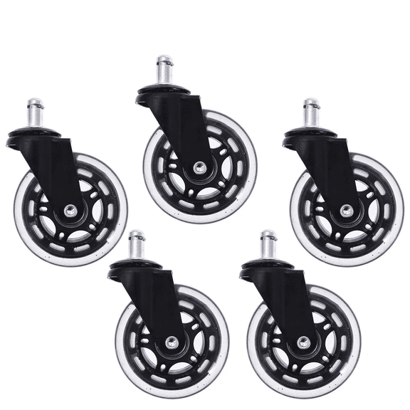 Set of 5 3 inch Office Chair Caster Rubber Swivel Wheels Replacement Heavy Duty
