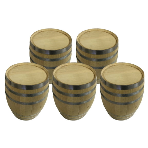 (Set of 5) - 5 Gallon New White Oak Barrel For Aging Whiskey, Bourbon, Wine, Cider, Beer Or As Decor