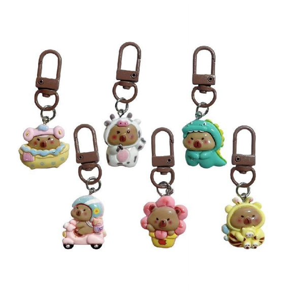 Set of 5/6 Capybara Key Rings Multifuntional Resin Accessory Cartoon Capybara Bag Pendant Suitable for Key and Bag