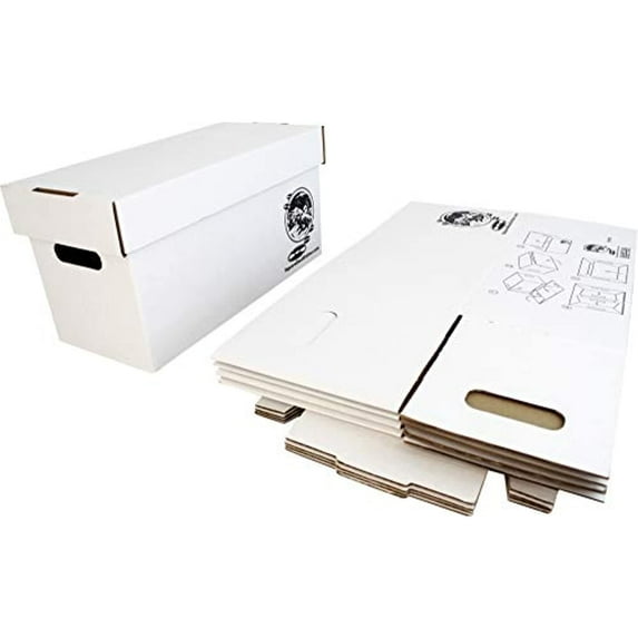 Durable Set of 5 - 7 inch Vinyl Record Storage Boxes - Sturdy Cardboard Construction with Removable Lid - Holds Up to 200 7 inch Records Each - Built Tough for Long-Term, Secure Archival Storage