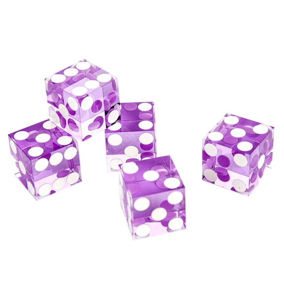 Set of 5 Acrylic Transparent six Sided D6 Casino for Sharp Straight Corners Precision Dice 19mm