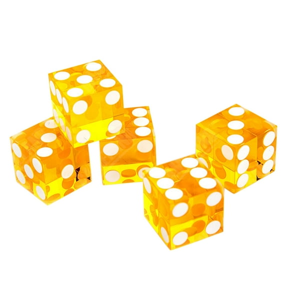 Set of 5 Acrylic Transparent six Sided D6 Casino for Sharp Straight Corners Precision Dice 19mm