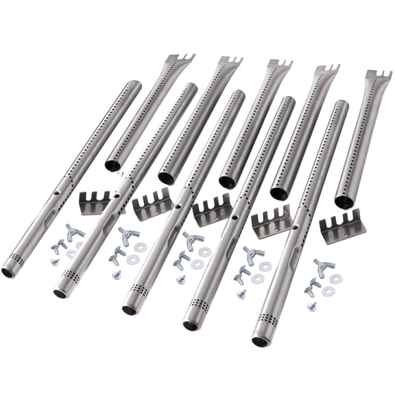 Set of 5 Adjustable Stainless Steel Tube Burners Universal Gas Grill Replacement Parts (Slim 1/2" Diameter) for Charbroil, Kenmore & More