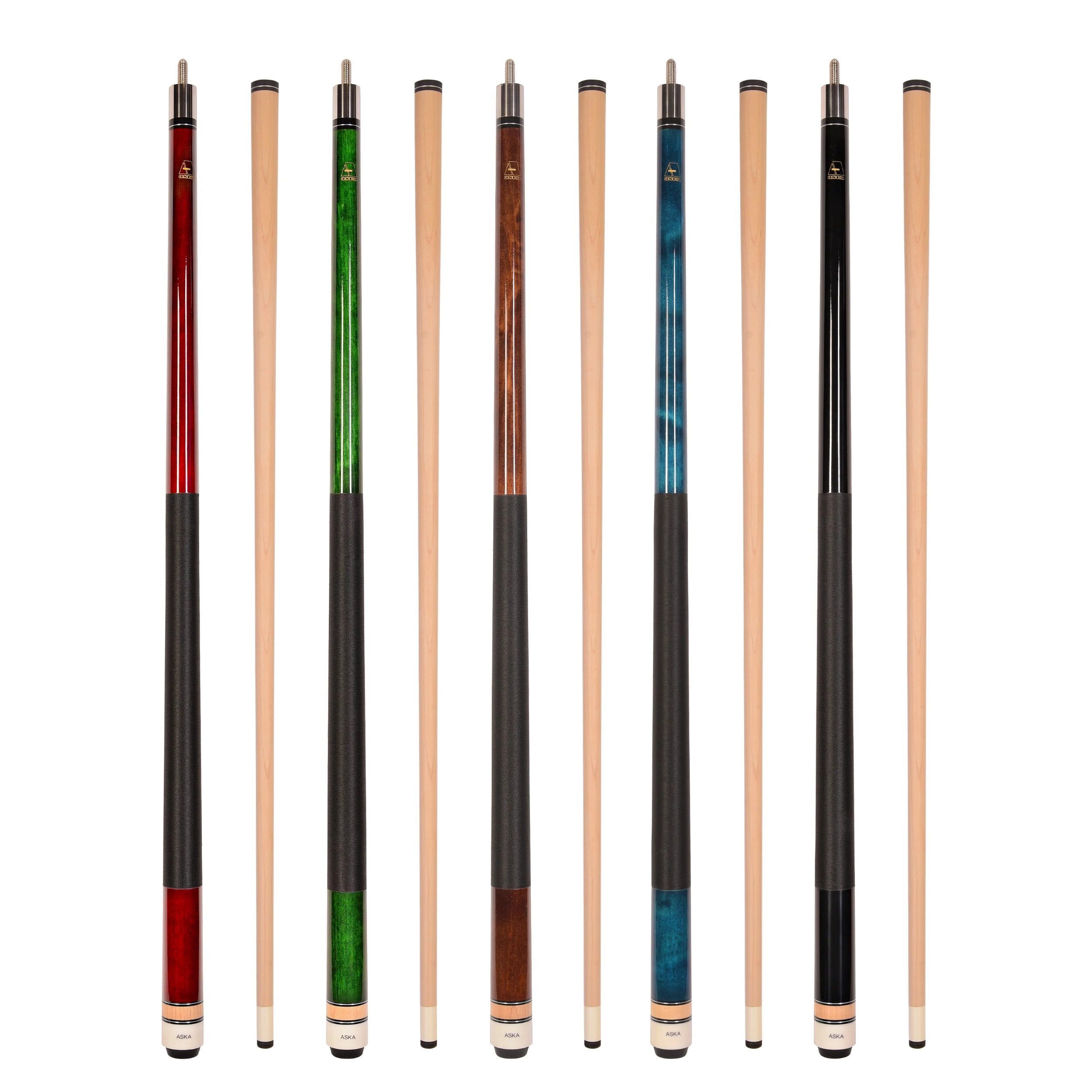 Set of 5 Aska L2 Billiard Pool Cues, 58 Hard Rock Canadian Maple, 13mm