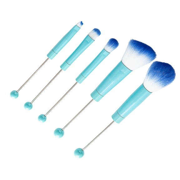 Set of 5 Beadable Makeup Brushes Beaded Comestic Brush Kits for Eyeshadow Eyebrow Brush Metal Handle Beauty Tool