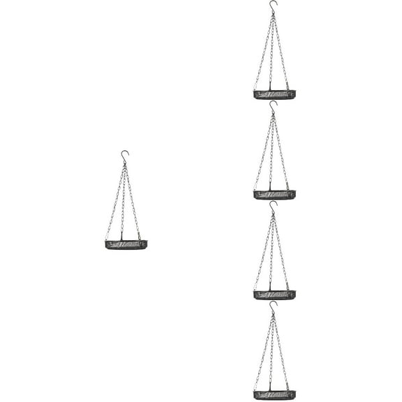 Set of 5 Bird Feeder Outdoor Round Platform outside Birds Black