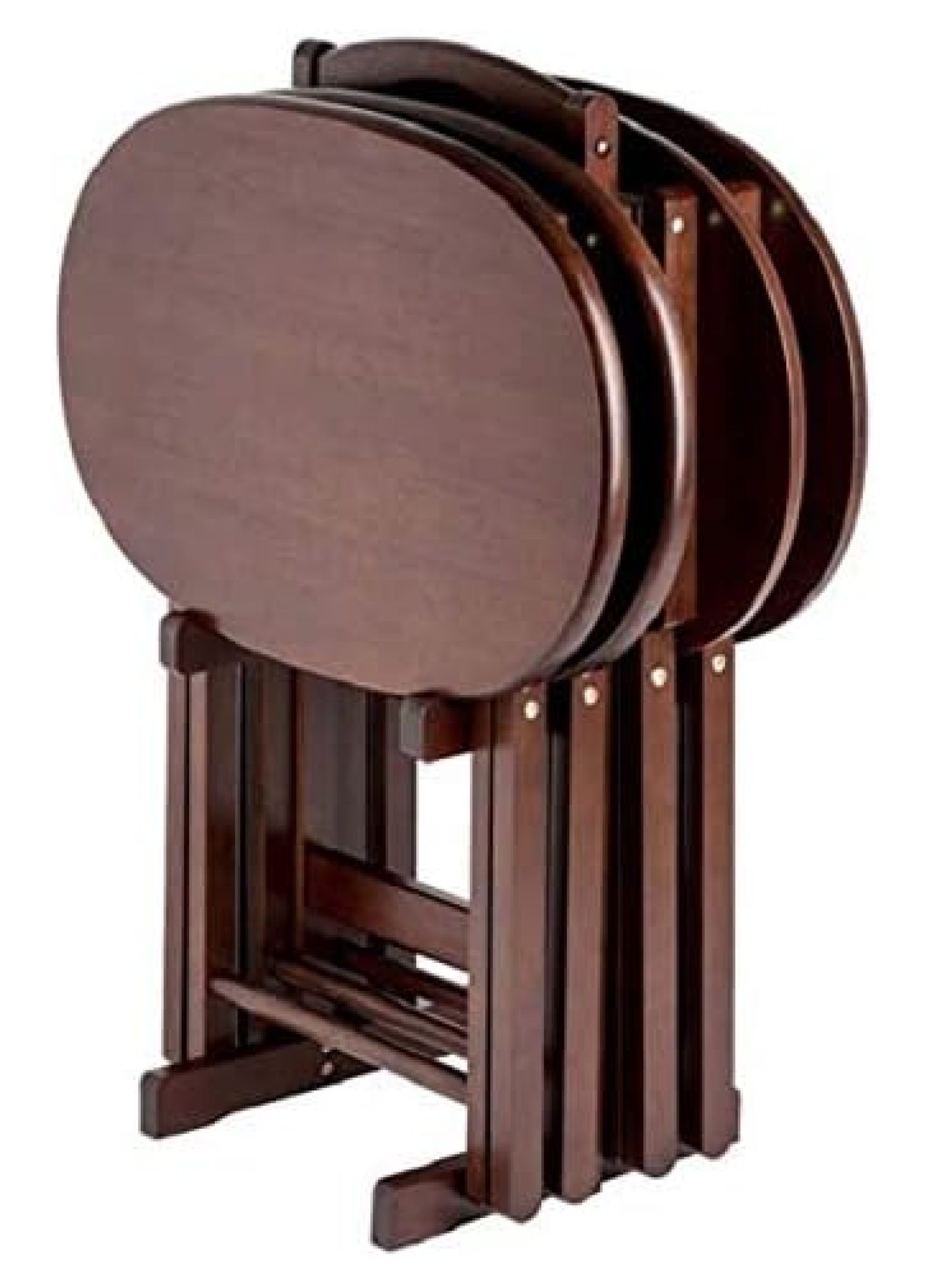 Set of 5 Cappuccino Brown Wooden Snack Tables with Storage Stand, 25.50 ...