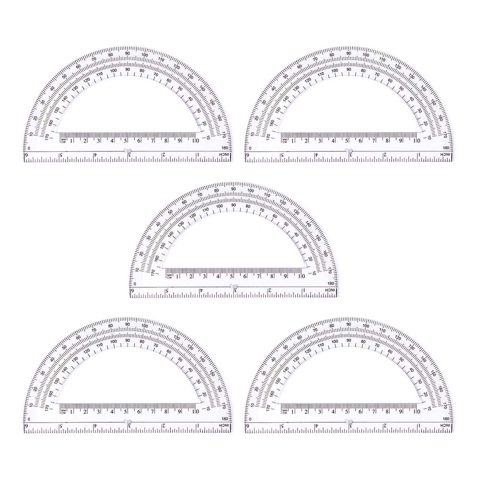 Set of 5 Clear Protractor 180 Degrees Math Protractors 6Inch ...