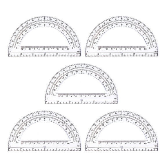 Set of 5 Clear Protractor 180 Degrees Math Protractors 6Inch Protractors Measuring Tool for Geometry Drafting Drawing