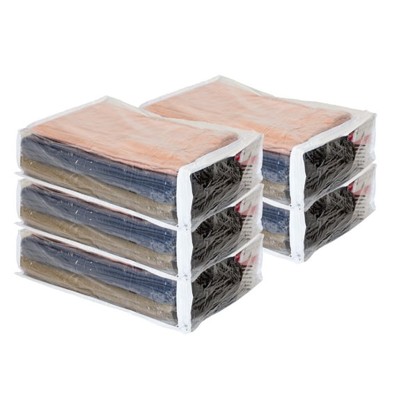 Set of 5 Clear Vinyl Zippered Storage Bags 11 x 15 x 4 Inch