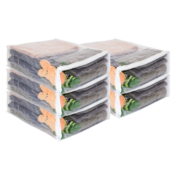 Set of 5 Clear Vinyl Zippered Storage Bags 15 x 18 x 5 Inch