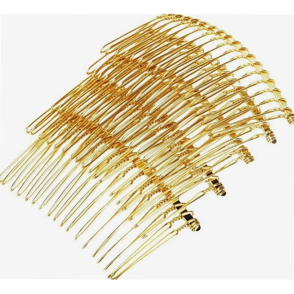 Set of 5 Decorative Metal Hair Combs with 18 Teeth 6.8 x 3.7 cm Gold