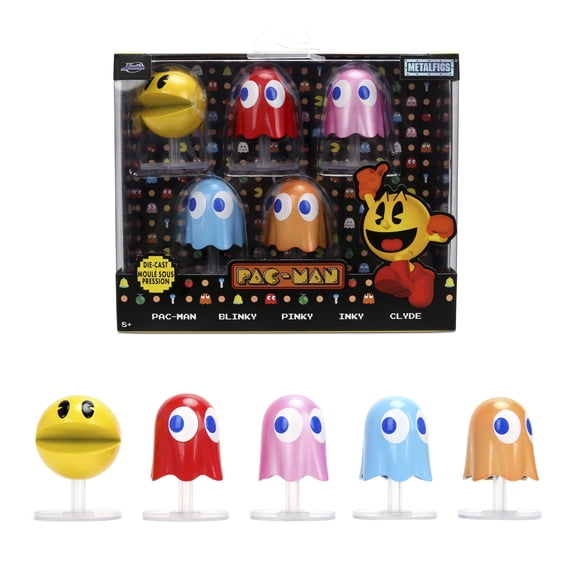 Pac-Man 5-Pack Die-Cast Figures 2.5" Metal Collectibles Featuring Pac-man, Blinky, Pinky, Inky, Clyde by Jada Toys
