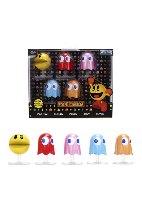 Pac-Man 5-Pack Die-Cast Figures 2.5" Metal Collectibles Featuring Pac-man, Blinky, Pinky, Inky, Clyde by Jada Toys