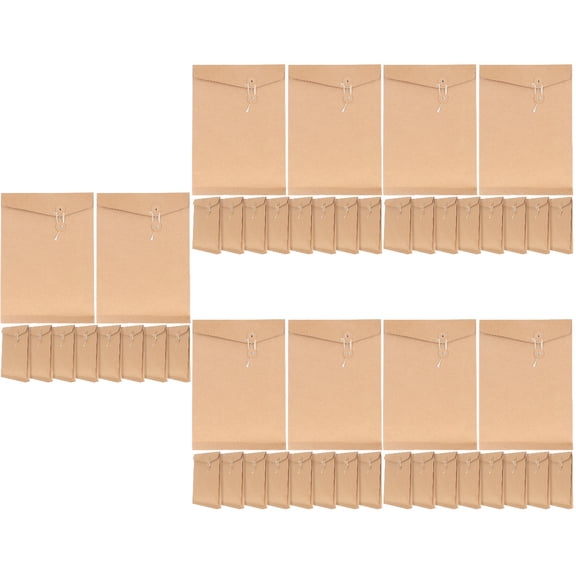 Set of 5 Document Kraft Paper Bag Transparent Envelope Work Office
