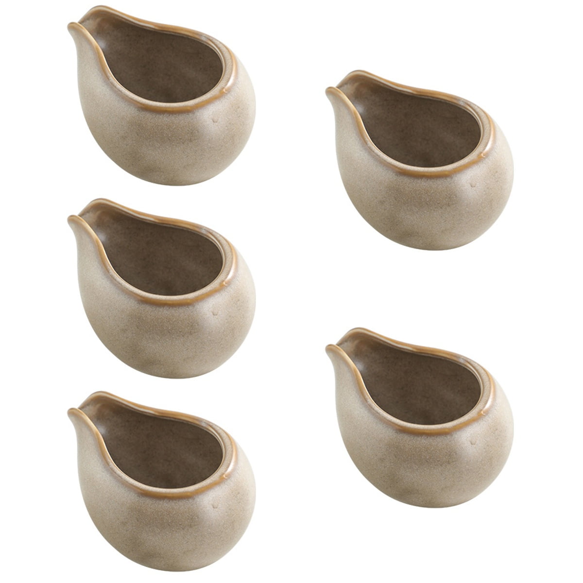 Set of 5 Espresso Coffee Gravy Coffee Syrup Pitchers Ceramic Sauce Jug
