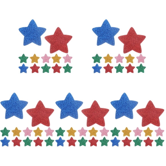 Set of 5 Eva Foam Sticker Star Pattern Mixed Color Adhesive Decals 14.8x11x1cm