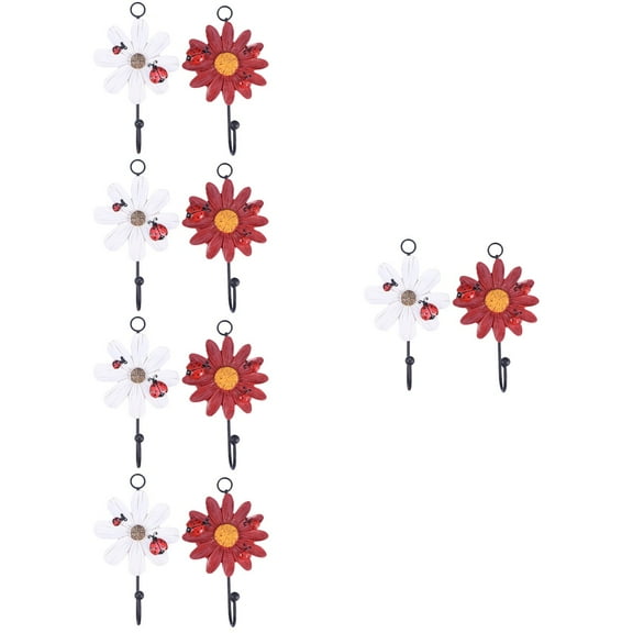 Set of 5 Flower Key Hook Hat Hooks up Wall Mount Decorative Office