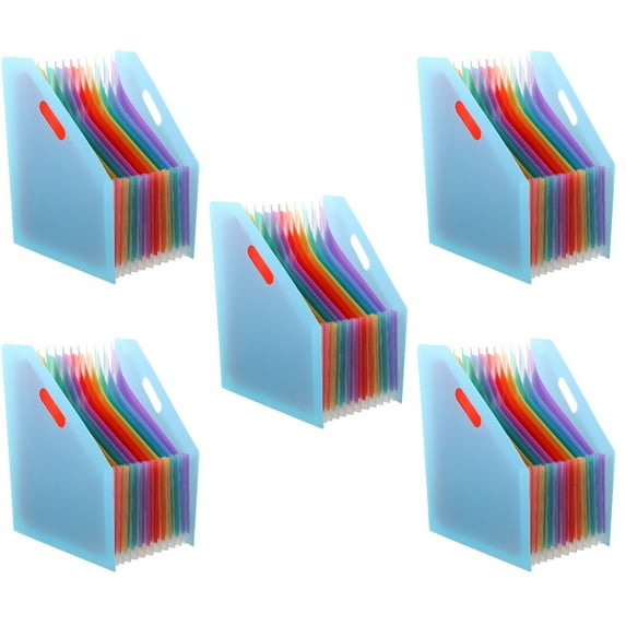 Set of 5 Folders Organ Pack Folder Stand-up File Folder Student 32.3X25.5CM Blue
