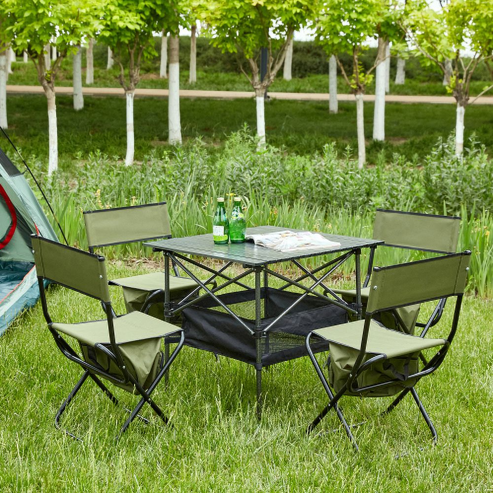 Set of 5, Folding Outdoor Table and Chairs Set for Indoor, Outdoor ...