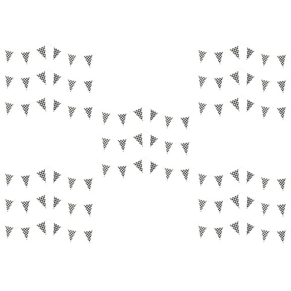 Set of 5 Garland Decor Black White Checkered Pennant Racing Theme Party