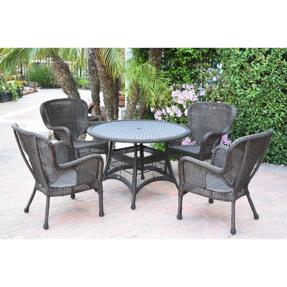 Set of 5 Gray Windsor Espresso Wicker Dining Set Without Cushion