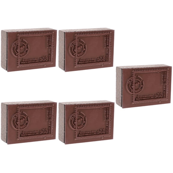Set of 5 Handmade Wooden Stamp Stamps Foam Child Light Brown