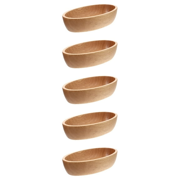 Set of 5 Home Boat Shaped Wooden Fruit Plate Decorative Tray Appetizers Child