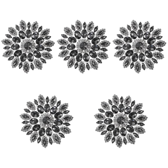 Set of 5 Hot Glue Rhinestone Cloth Patches for Hats, Coats, Decoration, Iron-On and Sew-On Fabric Stickers