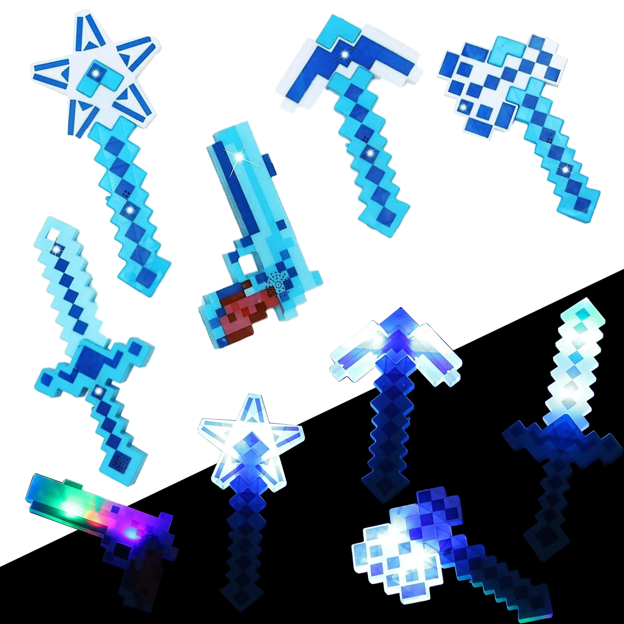 Set of 5 LED Pixel and Diamond Toy Light Up Pixel Style Best Kid Toy ...