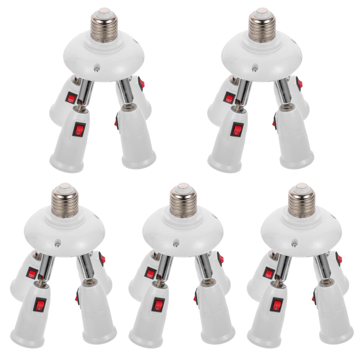 Set of 5 Lamp Adapter Light Socket to Plug Extender Bulb Bulbs Splitter