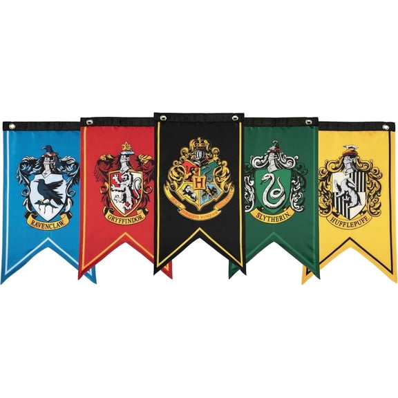 Set of 5 Magic Academy Banner Flags Wizard Party  Room Decor
