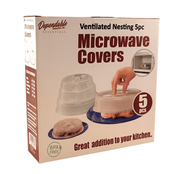 Set of 5 Microwave Plate Covers with Adjustable Steam Vents Microwave Splatter Covers (348)