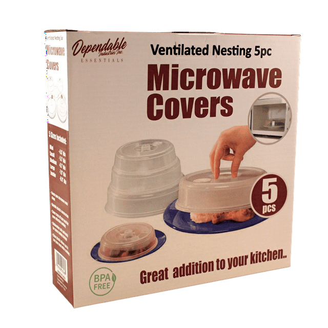 Dependable Industries 5Piece Microwave Plate Covers Dishwasher Safe