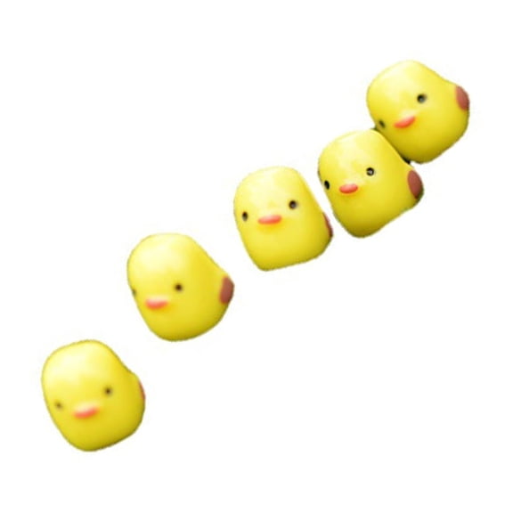 Set of 5 Miniature Yellow Chick Figurines for Room and Giving Desktop or Garden Landscape Decors Ornaments