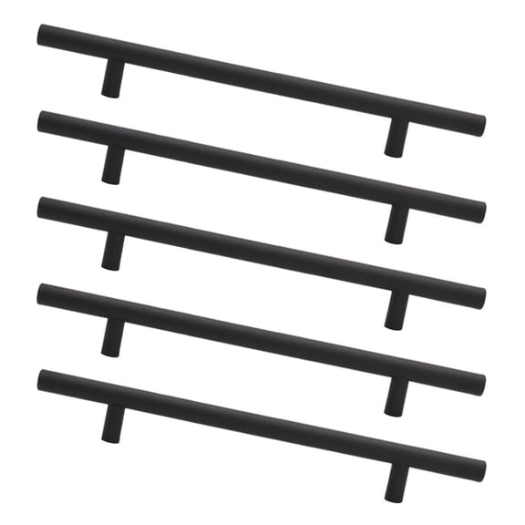 Set of 5 Modern Black Dresser Drawer Pulls 15x3.5x1cm Cabinet Handles for Desk and Furniture