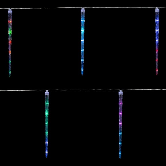 Set of 5 Multi-Color Dripping Transparent Icicle Christmas Light Tubes 16.5"