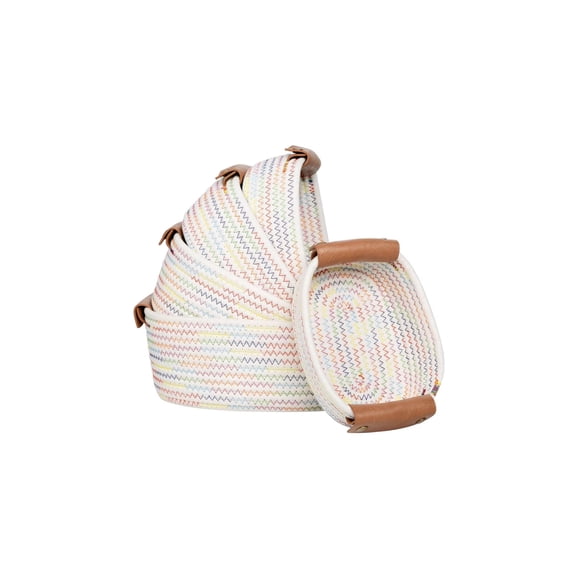 Set of 5 Multicolor Woven Cotton Baskets, Storage Bins with Handles for Shelf & Nursery