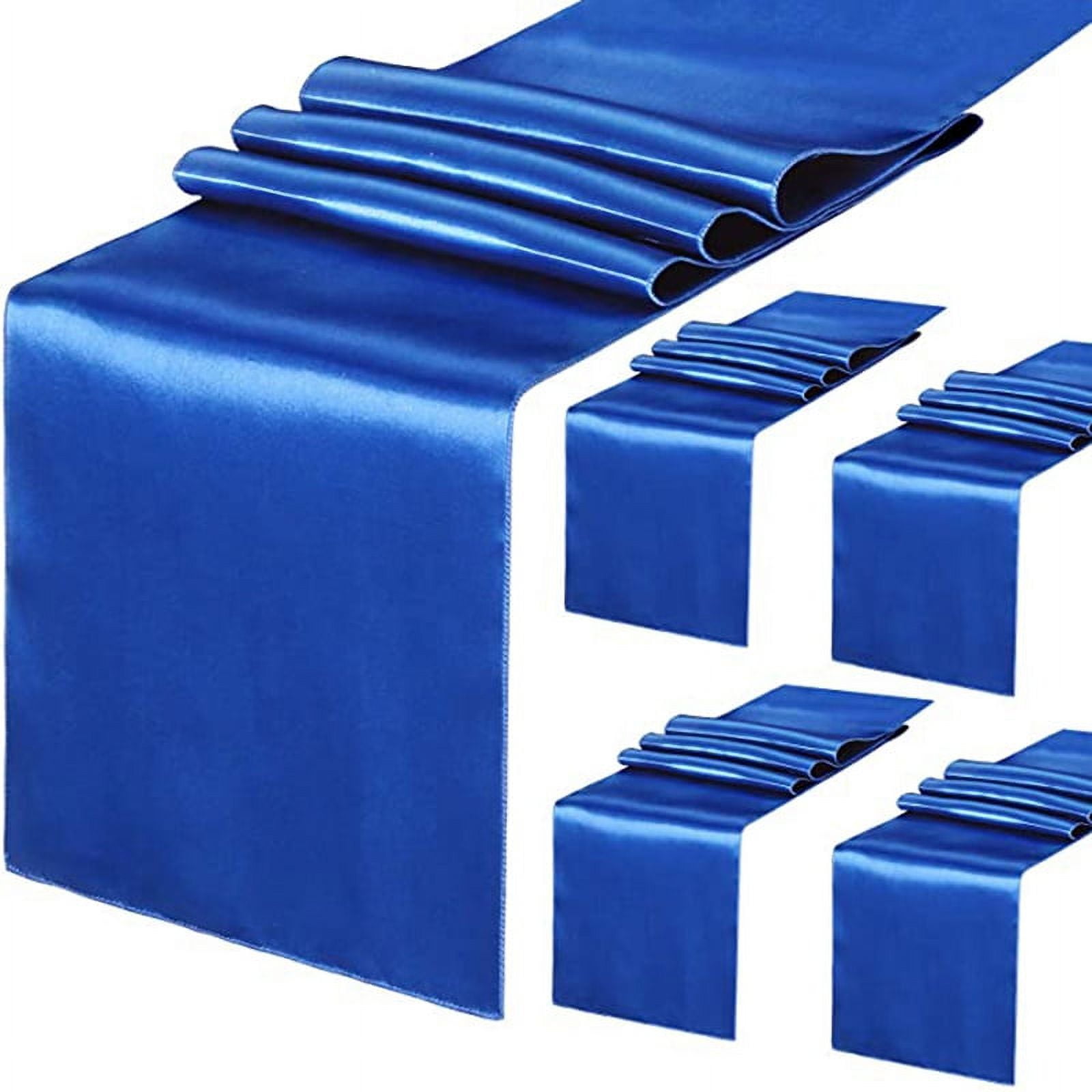 Set of 5 Navy Blue Satin Table Runner 12X108 Inch Party Table Runner for Wedding Banquet