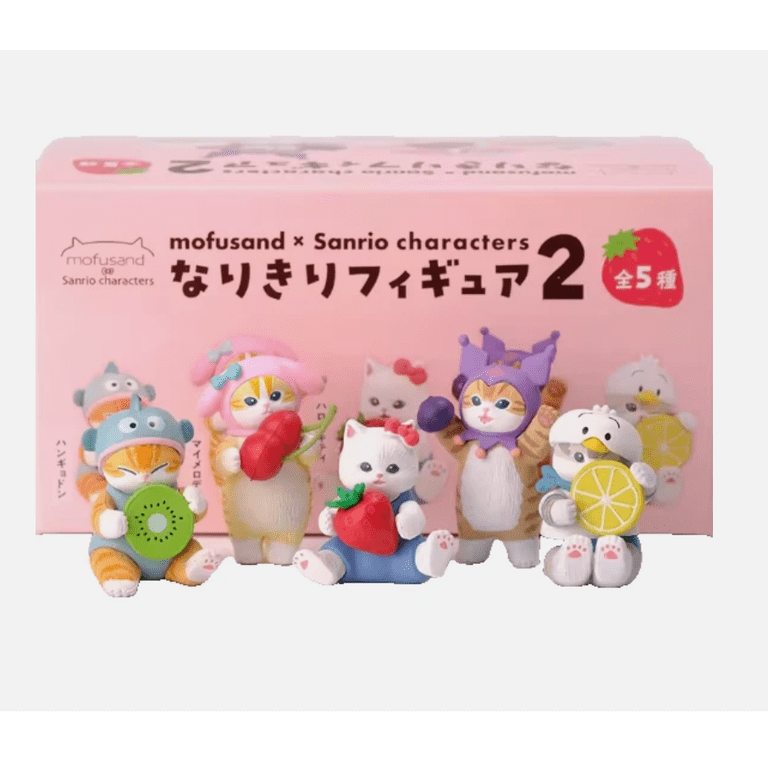 Set of 5) New Mofusand Rabbit Fruits Figure Anime Cartoon Blind