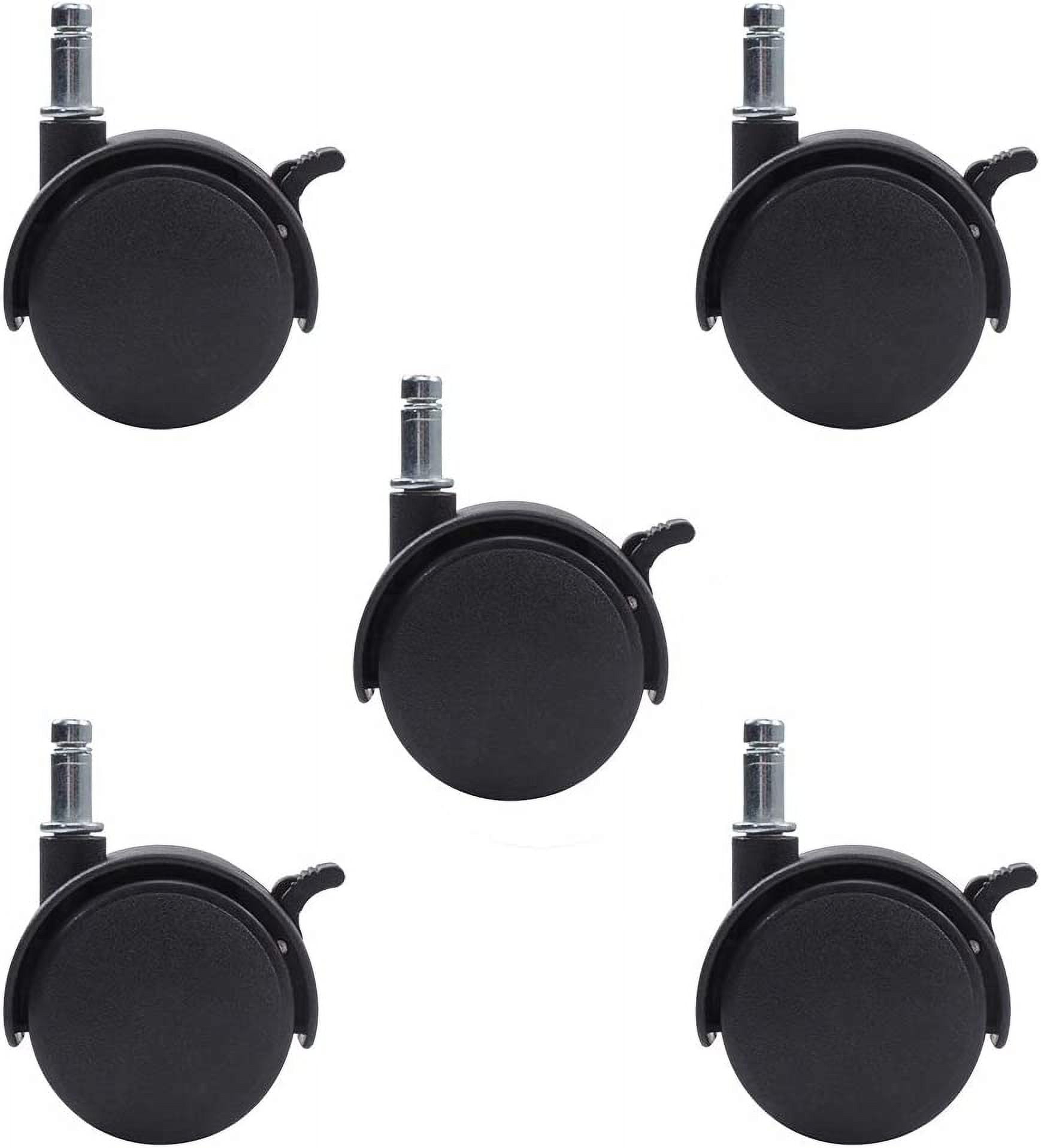 Set of 5 Nylon Wheel Casters with Brake, 50mm Dia Chair Wheel
