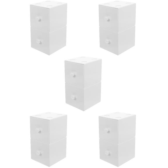Set of 5 Organizer Bins Desk Drawers Storage Box Small Item Stackable