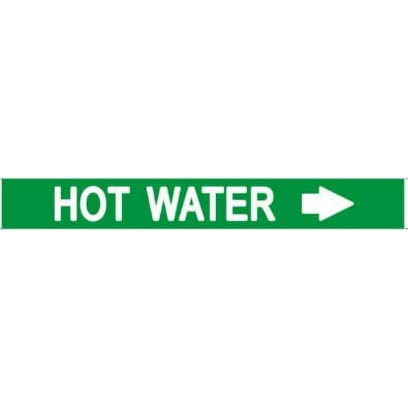Set of 5 PCS - Pipe Marking- HOT Water with Arrow Sign (Sticker, Green, 1X8)(ref-2022-4)