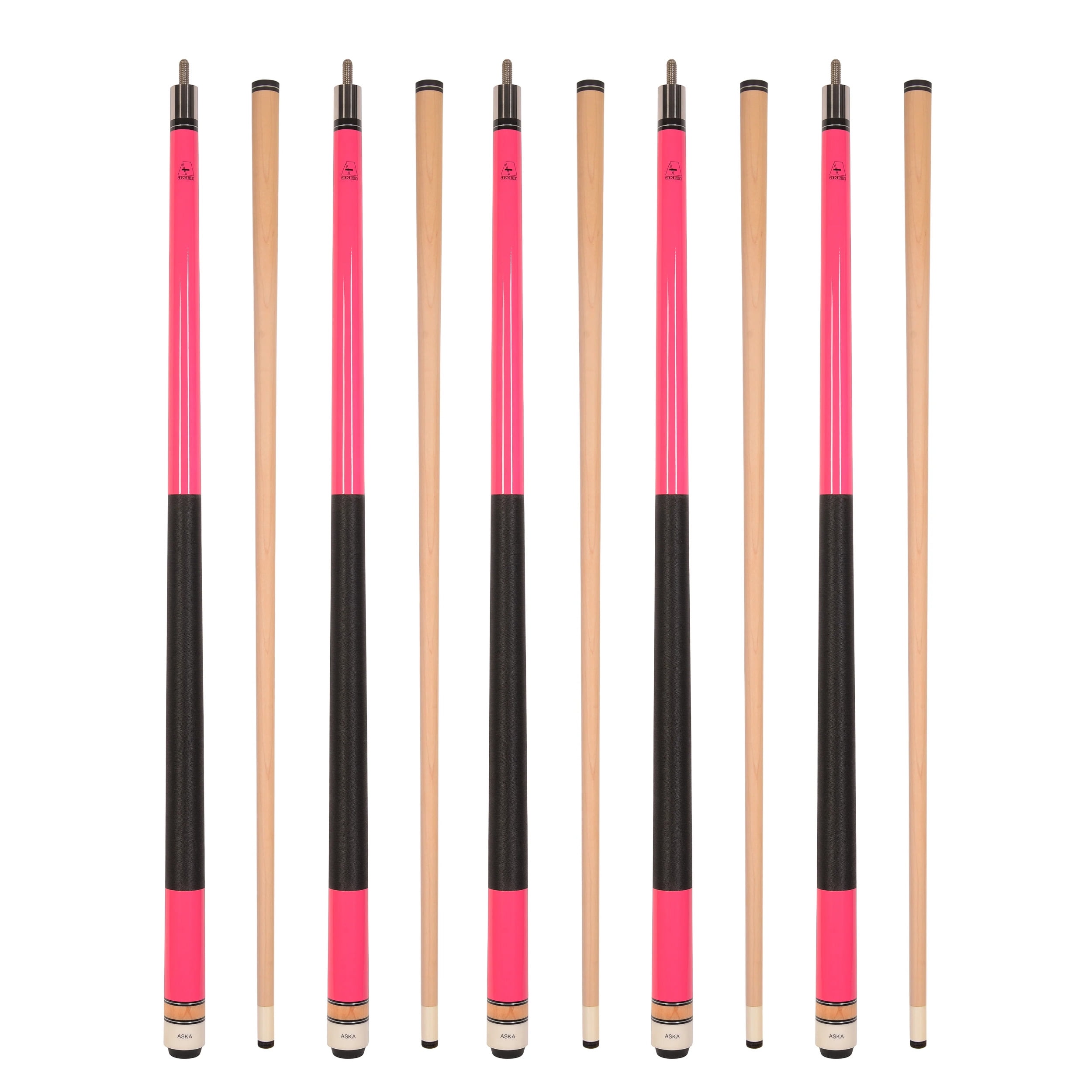 Set of 5 PINK Aska L2 Billiard Pool Cues, 58 Hard Rock Canadian Maple