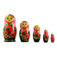 thumbnail image 1 of Set of 5 Pink Scarf with Poppy Flowers  Nesting Dolls 7 Inches, 1 of 3